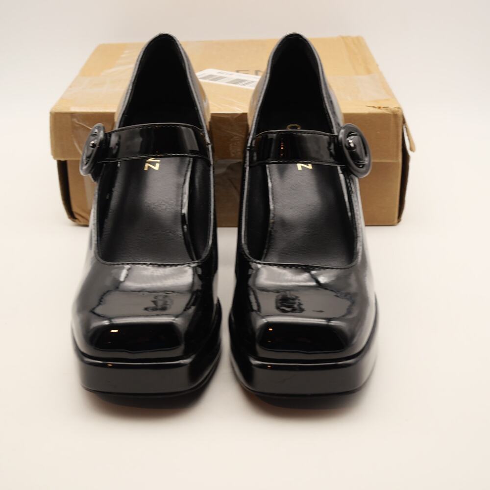 NEW Mary Jane Women's 7 Platform Black Patent Chunky Heels Shoes - Picture 7 of 9
